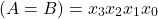 \[ (A = B) = x_3 x_2 x_1 x_0 \]