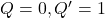 Q=0, Q^\prime=1