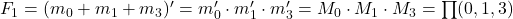 F_1 = (m_0 + m_1 + m_3)^\prime = m_0^\prime \cdot m_1^\prime \cdot m_3^\prime = M_0 \cdot M_1 \cdot M_3 = \prod (0,1,3)