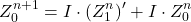 \[ Z_0^{n+1} = I \cdot (Z_1^n)^\prime + I \cdot Z_0^n \]