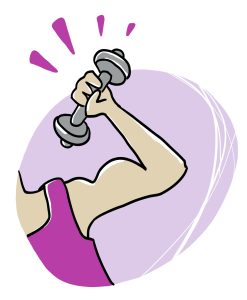 Un bras musclé soulevant un haltère. L’image suggère un mouvement énergique et de la force.