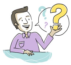 Une personne prend la parole et une bulle de discussion contient des points d’interrogation.